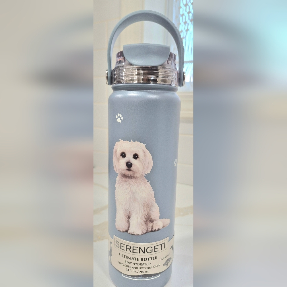 Maltese  Serengeti Medium Blue  Water Bottle